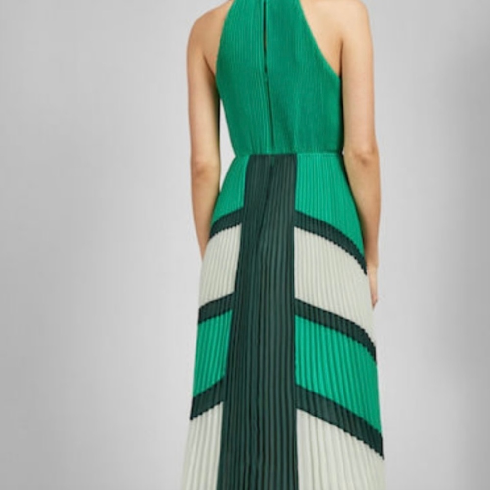 Like new! Ted Baker Nellina pleated midi dip hem asymmetrical color block dress - Picture 2 of 5